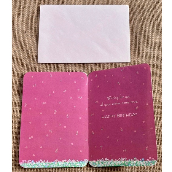 Vintage Hallmark Unicorn Floral Niece Birthday Card Thick Paper Unused Whimsical - Picture 2 of 4